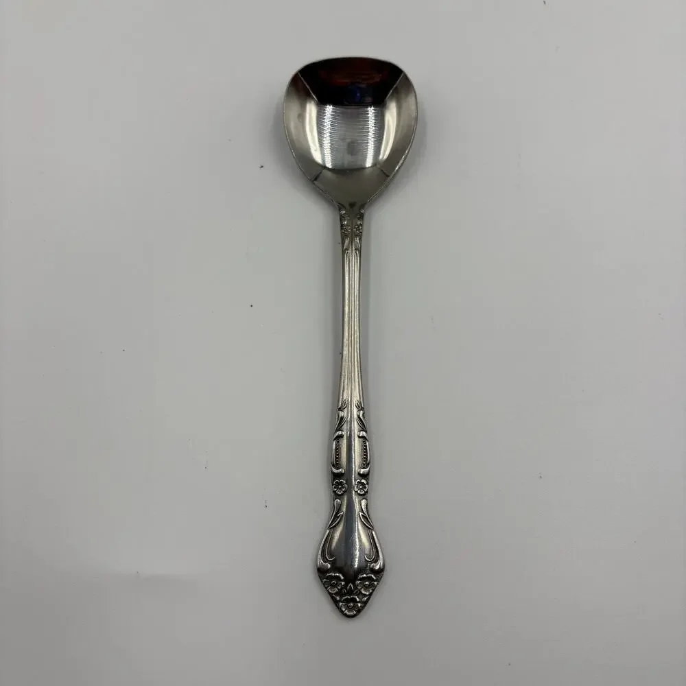 Vintage Supreme Stainless Japan Flat End Spoon Floral Pattern 5.75